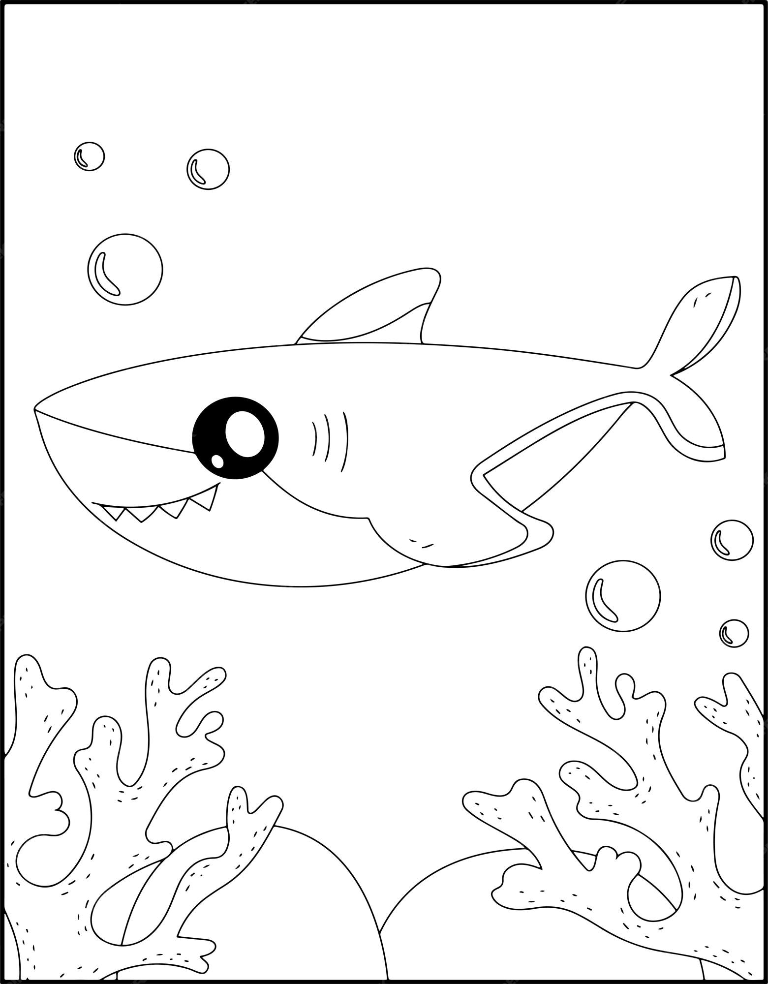 Premium vector printable shark coloring pages for kids