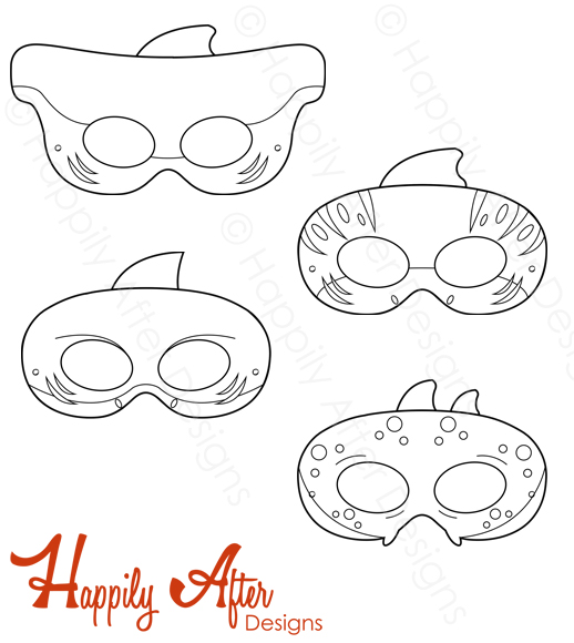 Sharks printable coloring masks â happily after designs