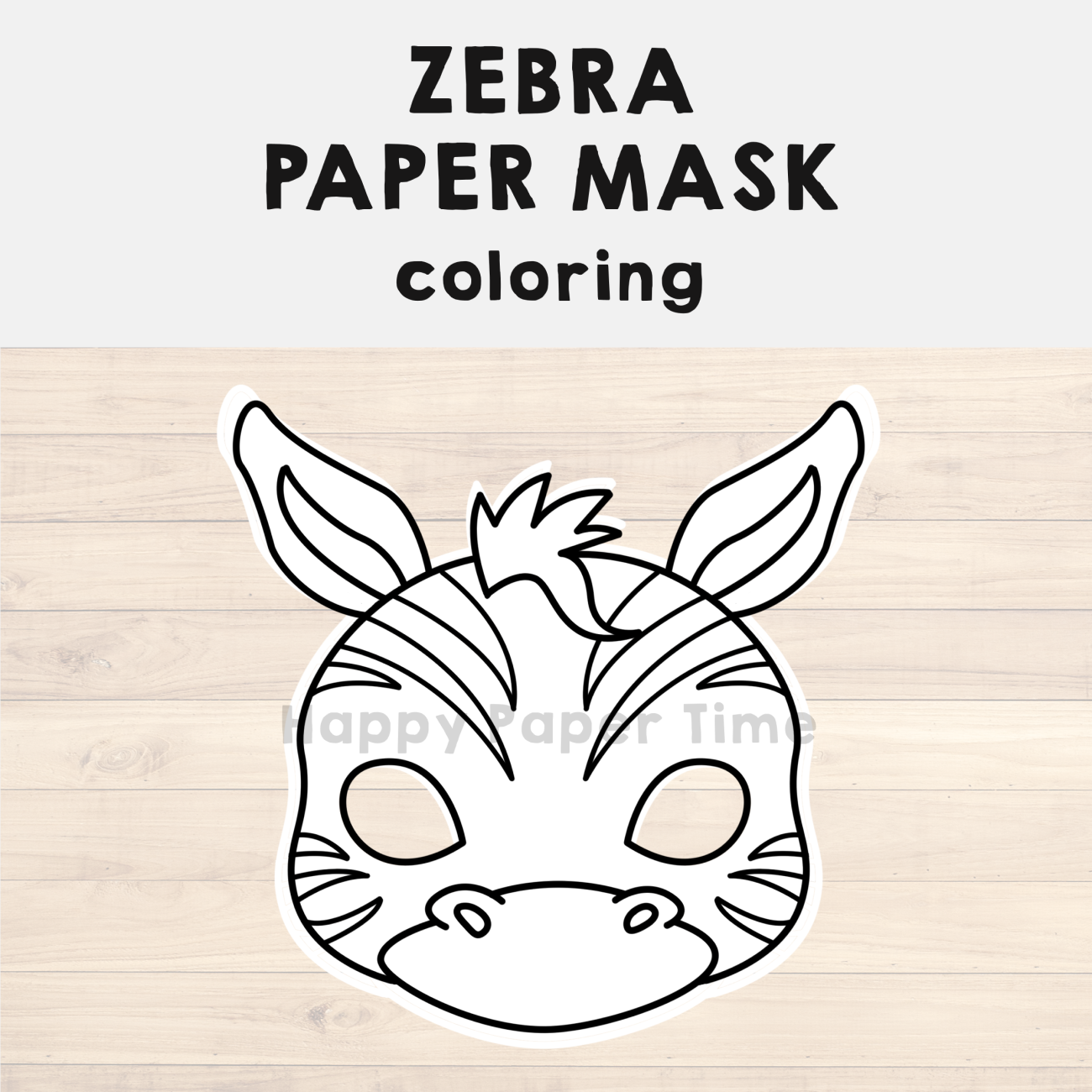 Zebra paper mask printable african animal coloring craft activity template made by teachers