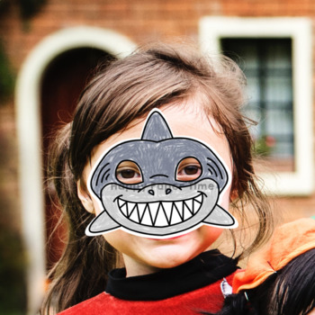 Shark paper mask printable ocean sea animal coloring craft activity costume