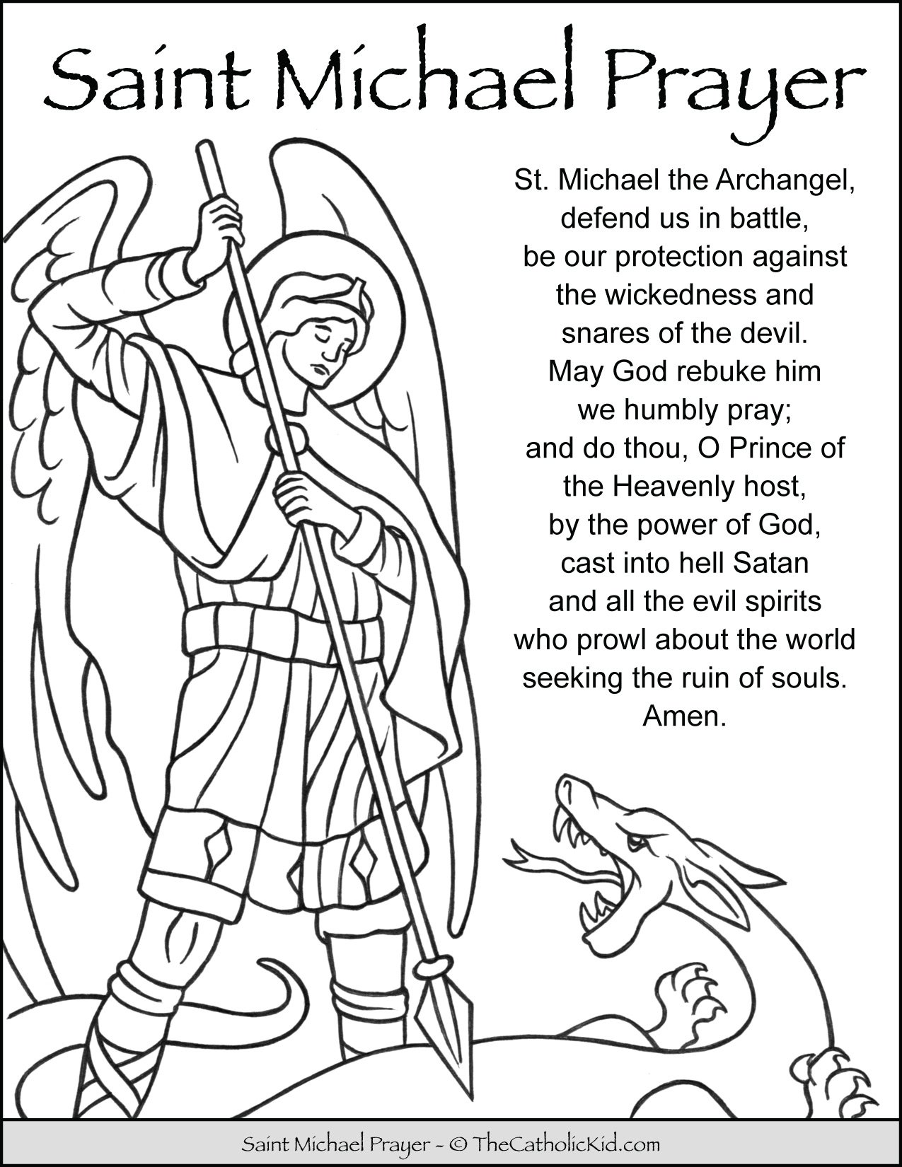 Saint michael prayer coloring page