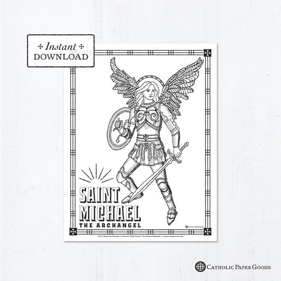 Buy catholic coloring page saint michael catholic saints printable coloring page digital pdf online in india