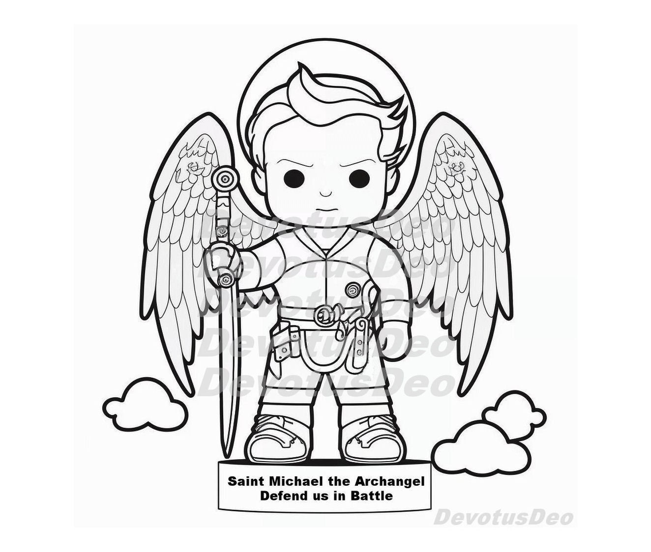 Catholic coloring page saint michael the archangel christian instant download printable