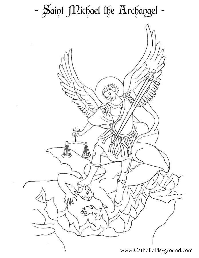 Saint michael the archangel coloring page catholic playground arcanjo st michael desenhos de anjos