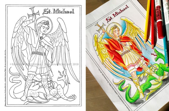 St michael the archangel pdf catholic coloring page