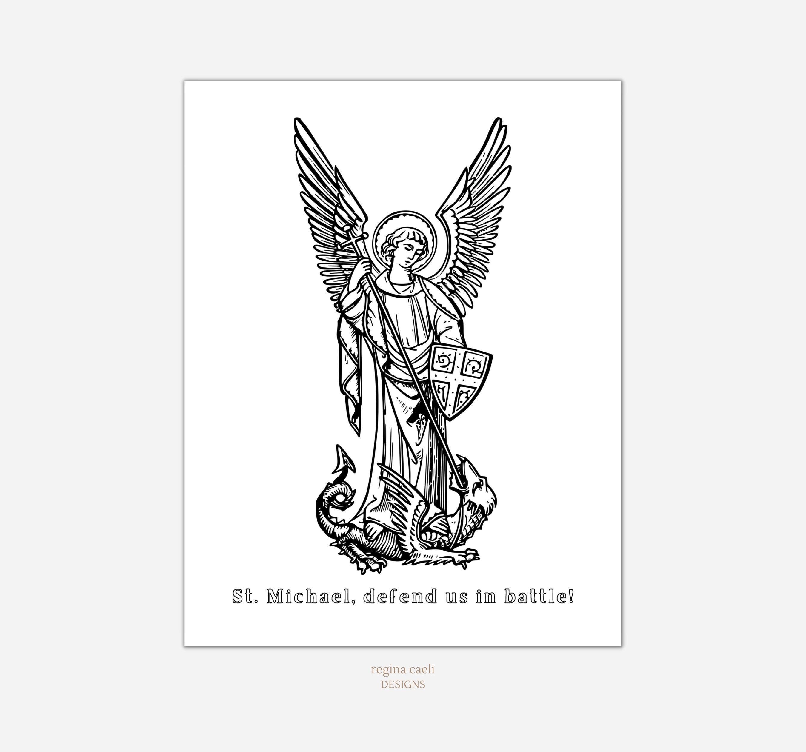 St michael coloring page michaelmas coloring page printable catholic coloring page catholic printable coloring page pdf