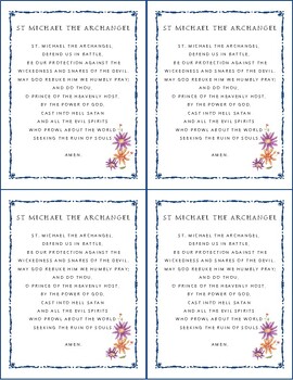 St michael prayer cards made by teachers