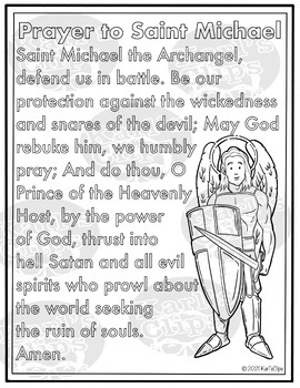 Saint michael the archangel prayer printable poster coloring sheet