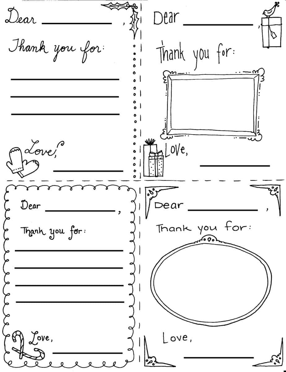 Christmas thank you cards coloring page