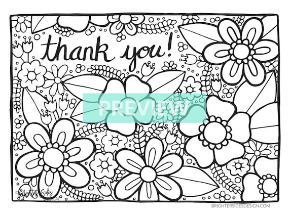 Printable thank you flowers coloring page teacher thanks floral flowers gratitude thankful adult colouring coloring book page