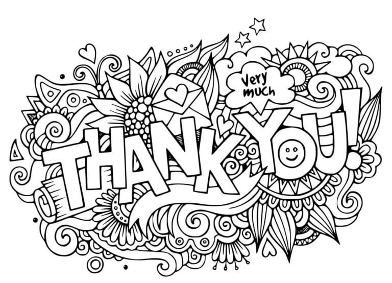 Basic thank you very much coloring page