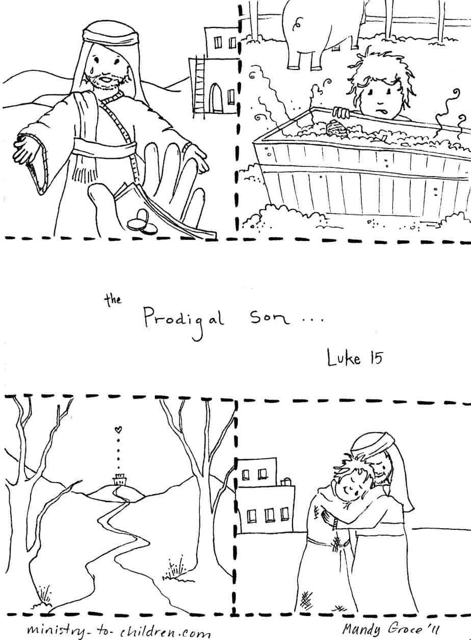 Prodigal son coloring page â printable pdf bible coloring pages prodigal son coloring pages