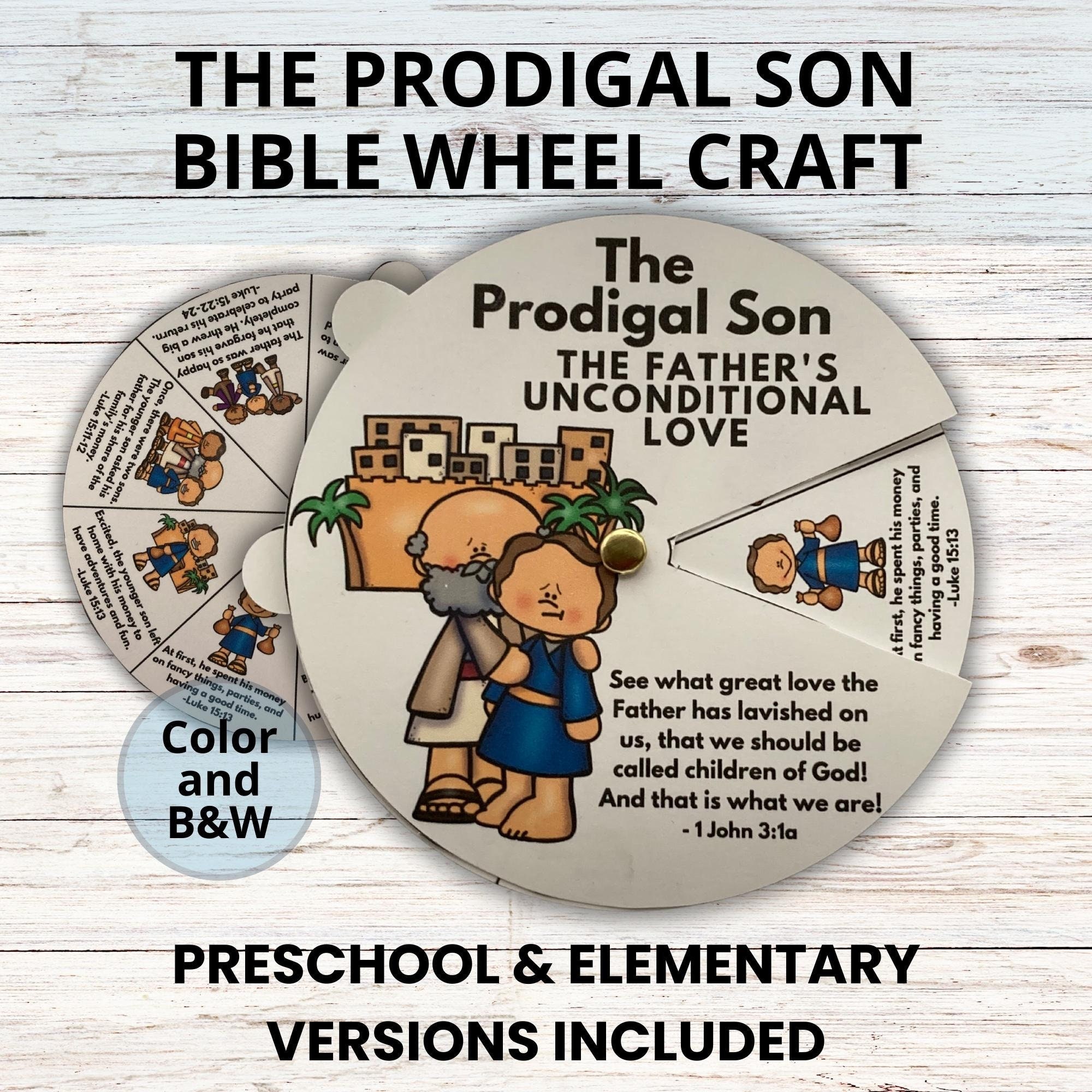 The prodigal son bible spinner wheel sunday school craft printable parable of jesus bible activity luke