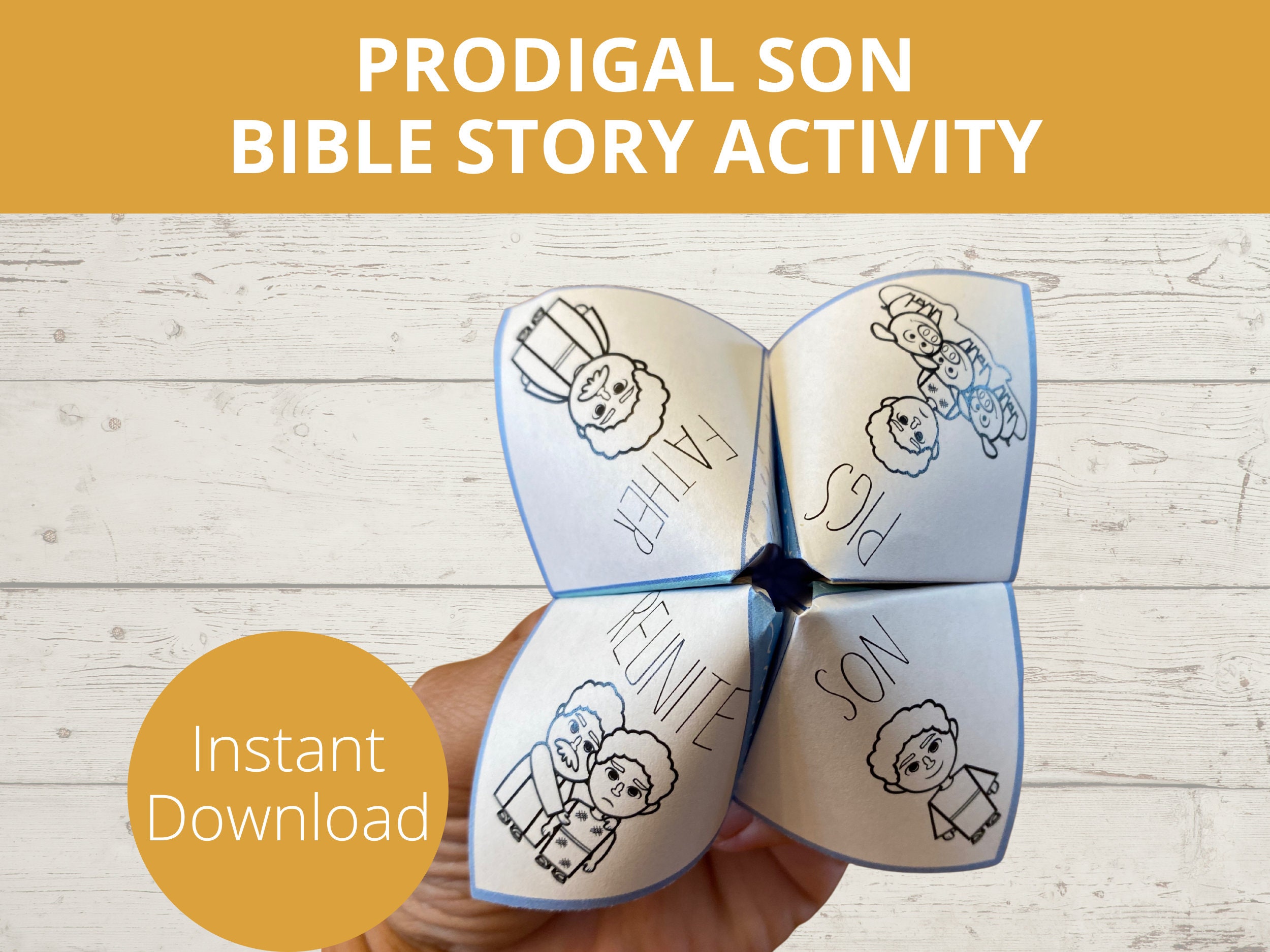 Prodigal son bible story activity sunday school craft parable of jesus printable paper craft fortune teller cootie catcher