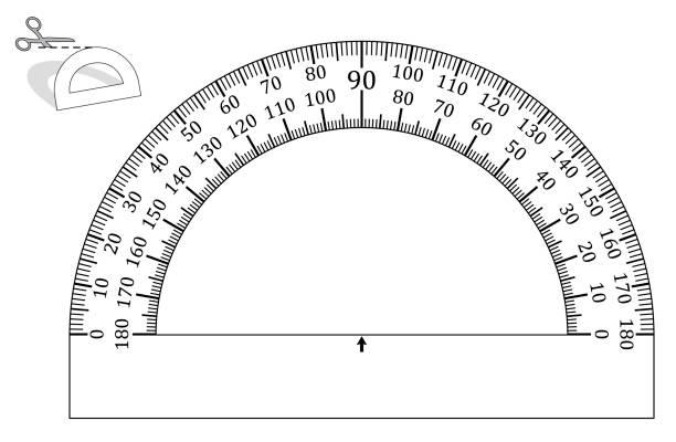 Protractor paper model to cut out print it on heavy paper any page format the angle measurement functions in each size arithmetic unit for mathematics geometry and architecture stock illustration