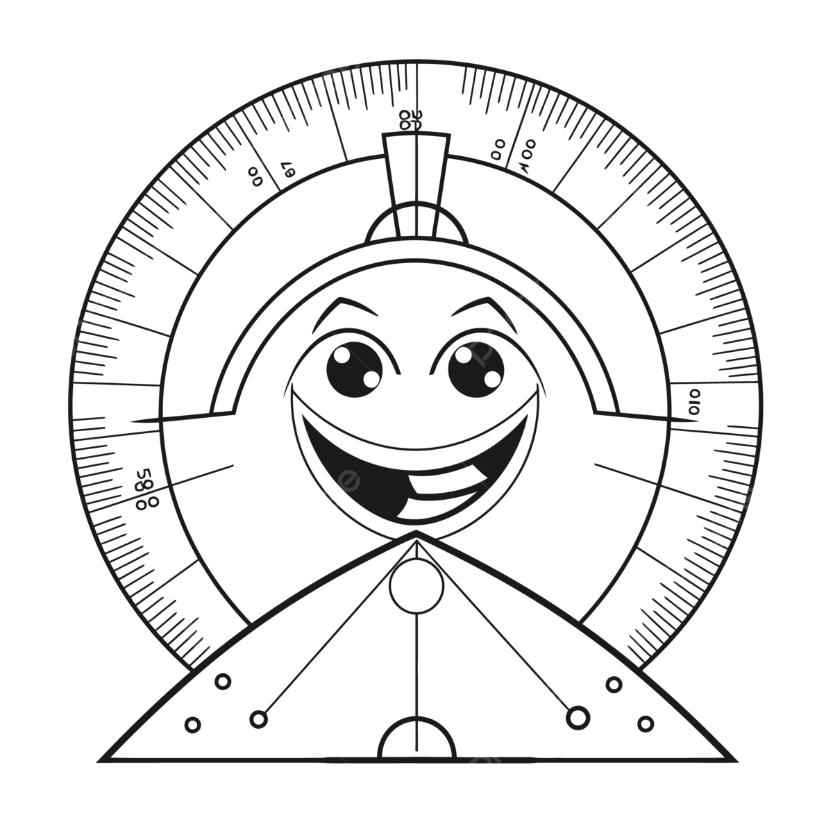 Printout of a colorful pass with a cartoon ruler outline sketch drawing vector protractor drawing protractor outline protractor sketch png and vector with transparent background for free download