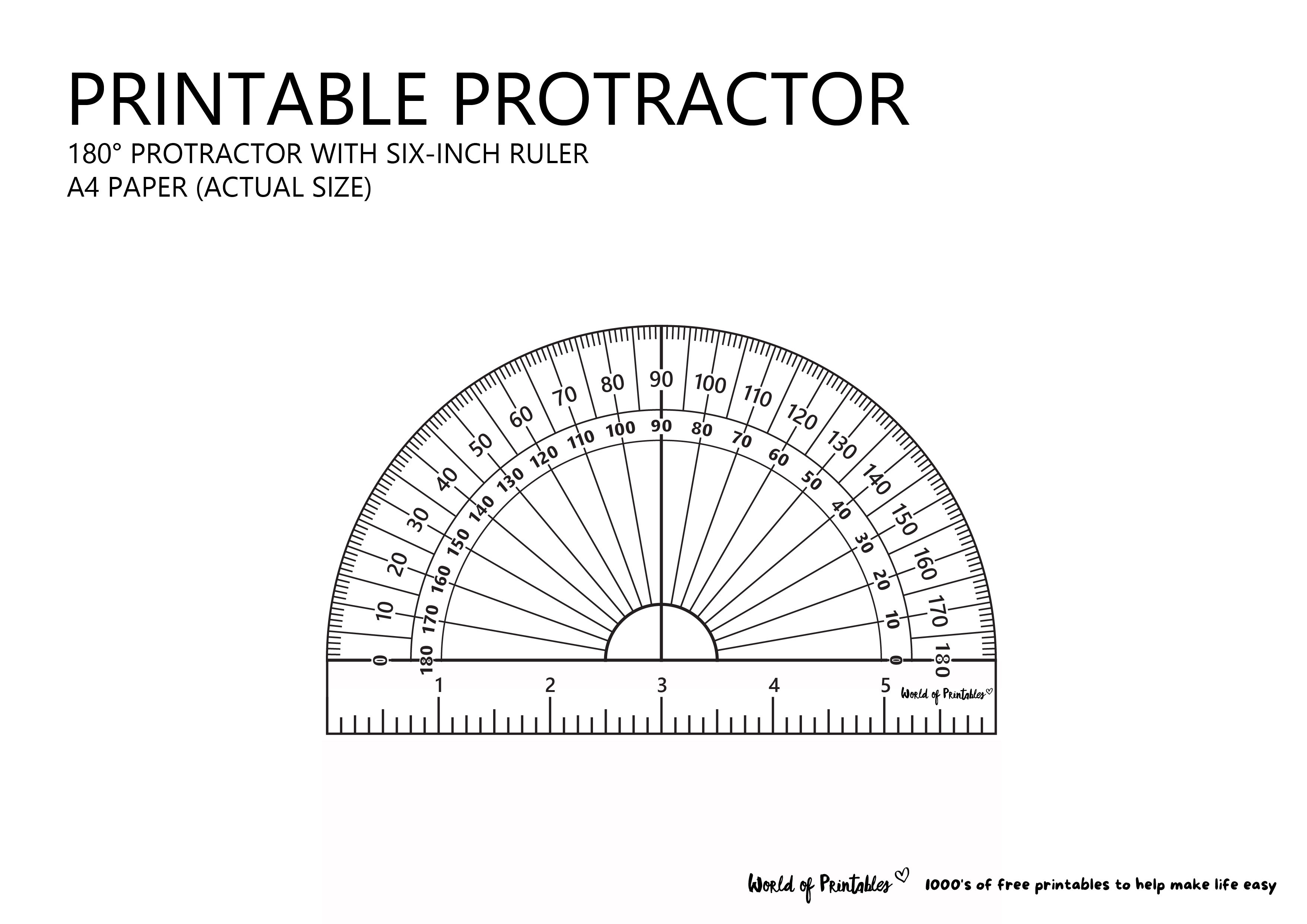 Printable protractor