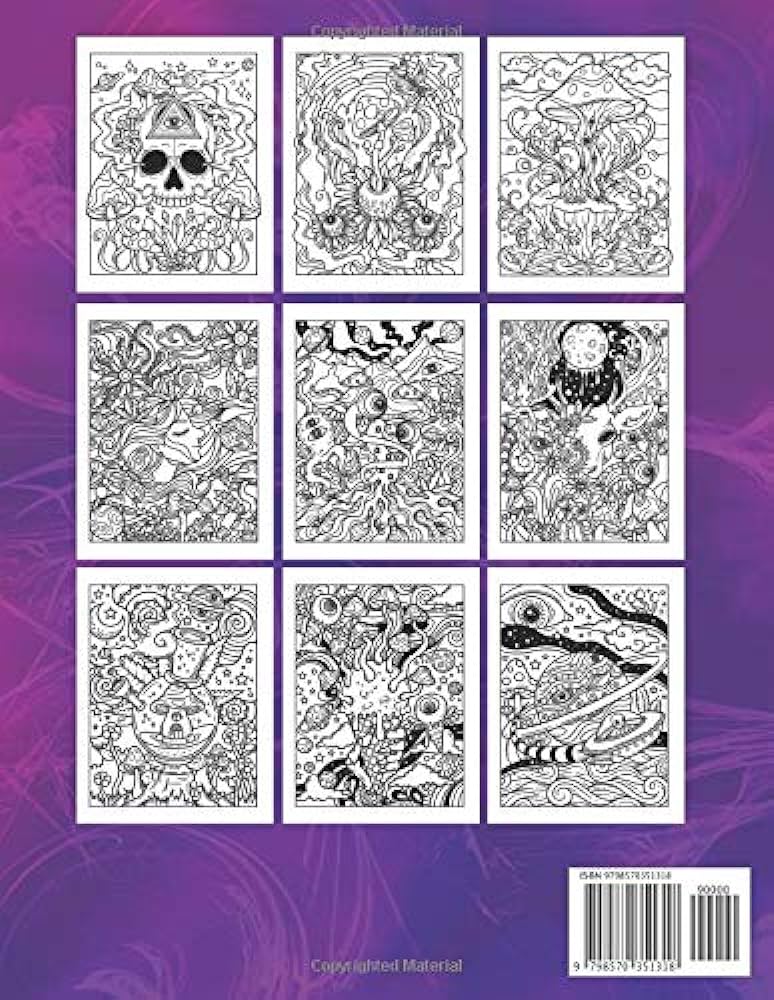 Psychelic coloring book trippy coloring pages for adult stoner hippy and pothead leriza may bãcher