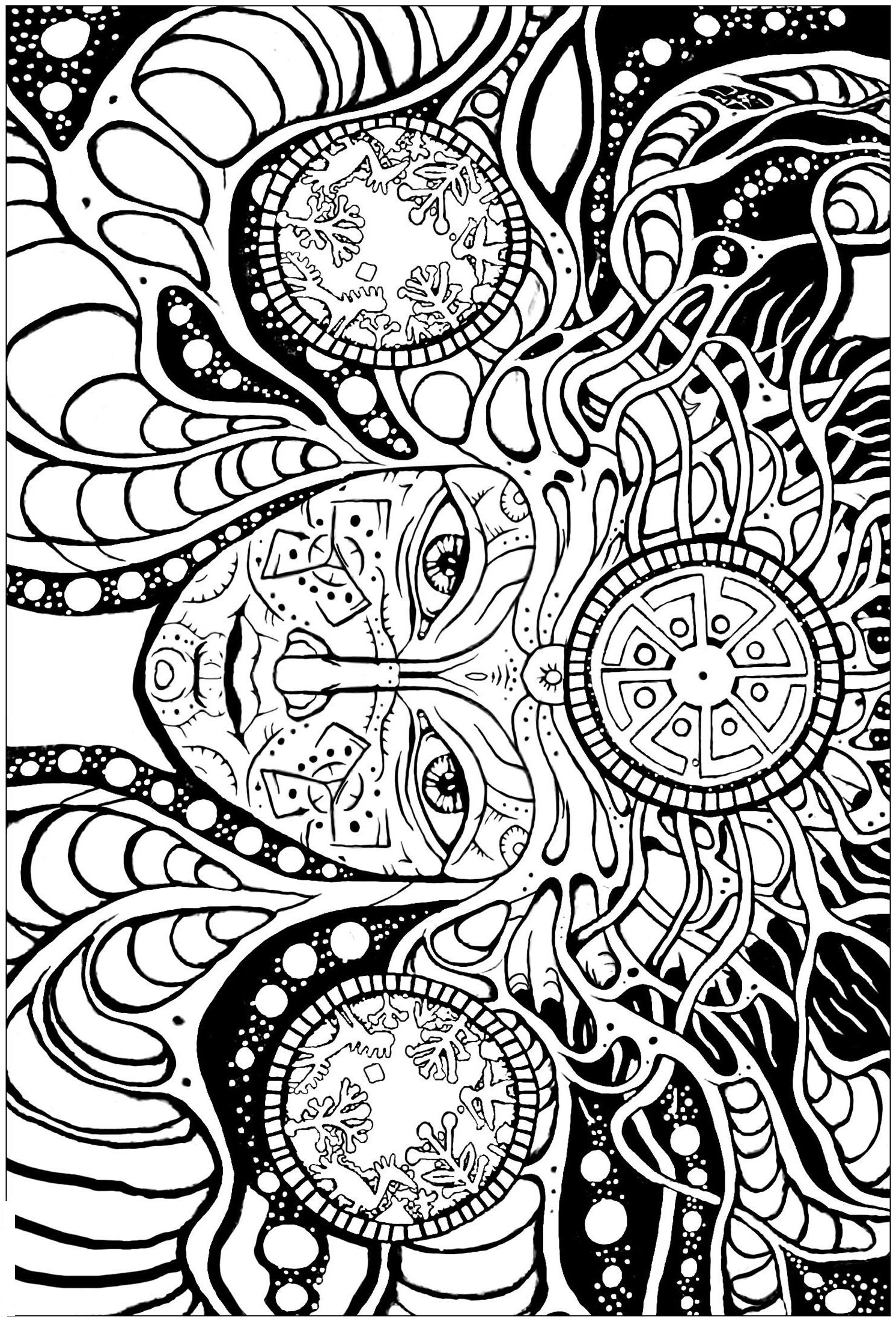 Psychedelic coloring pages printable for free download