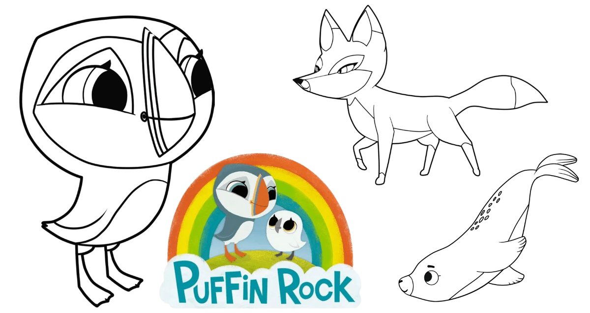 Puffin rock louring pages free printables