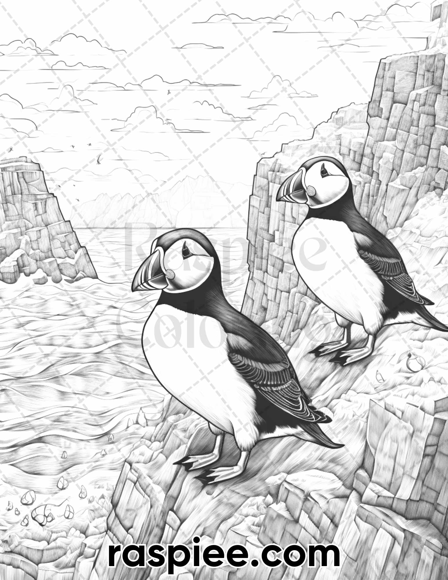 Winter wildlife grayscale coloring pages for adults printable pdf â coloring