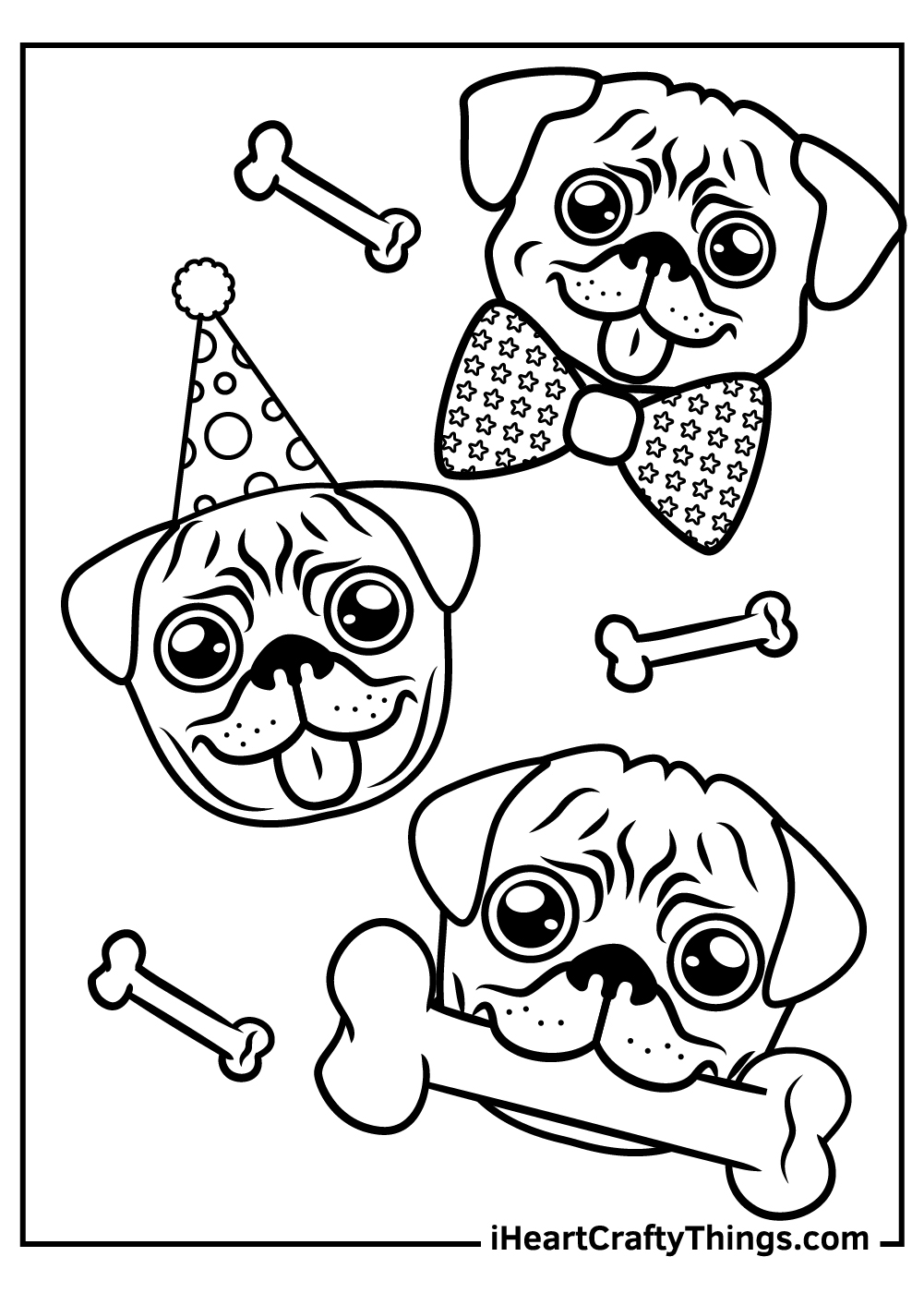 Pug coloring pages free printables