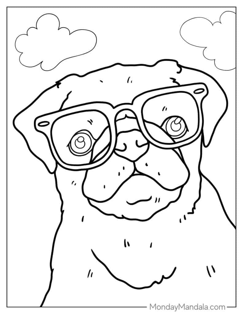 Pug coloring pages free pdf printables