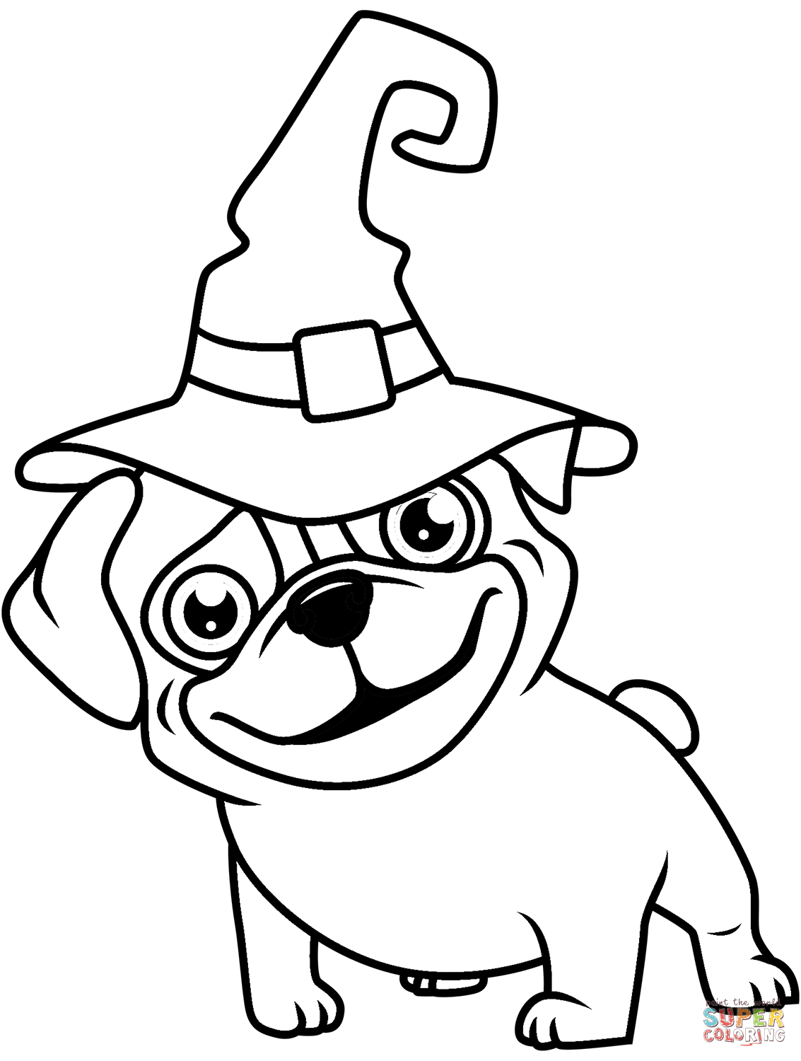 Halloween pug coloring page free printable coloring pages