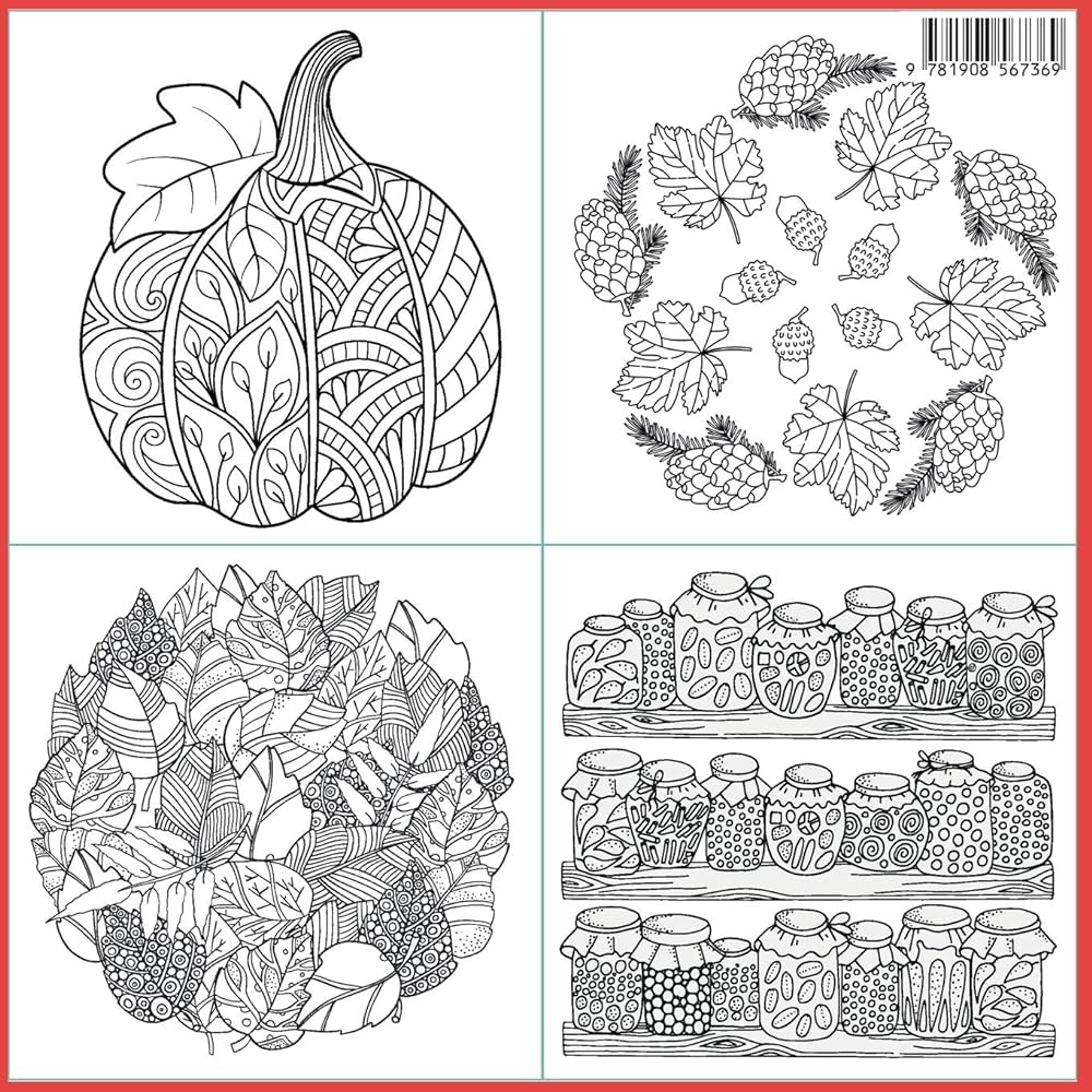 Large print adult fall coloring book a simple easy coloring book for adults with autumn wreaths leaves pumpkins coloring bramblehill books