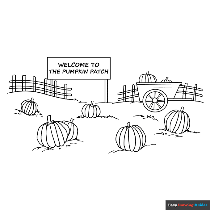 Pumpkin patch coloring page easy drawing guides