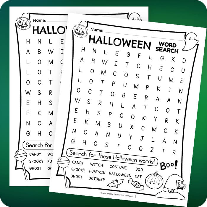 Free halloween word search printable mrs merry