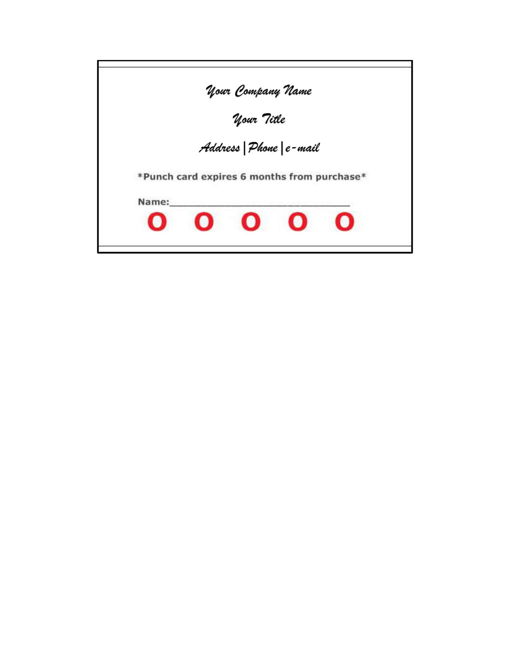 Free printable punch card templates pdf word