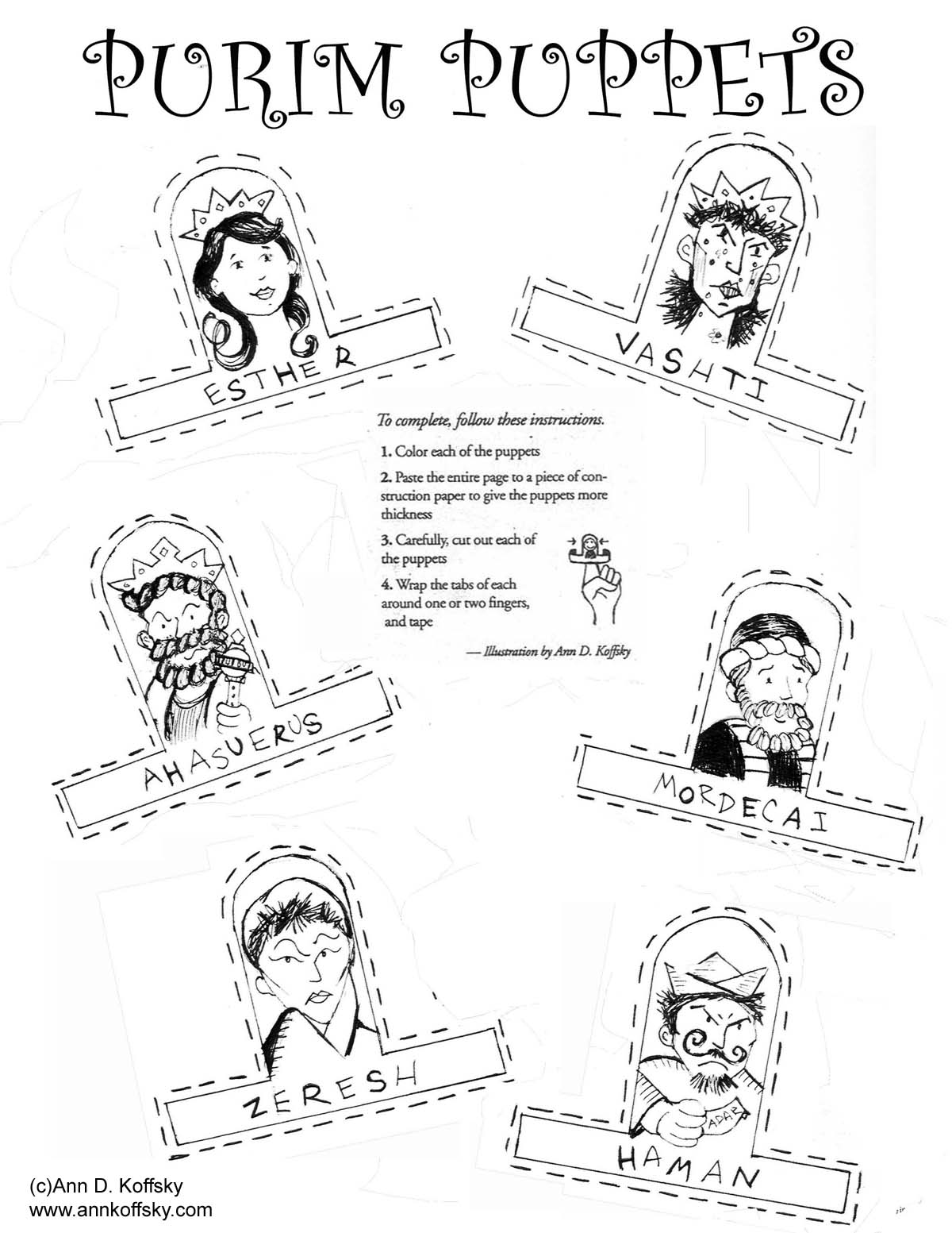 New purim coloring page â ann d koffsky