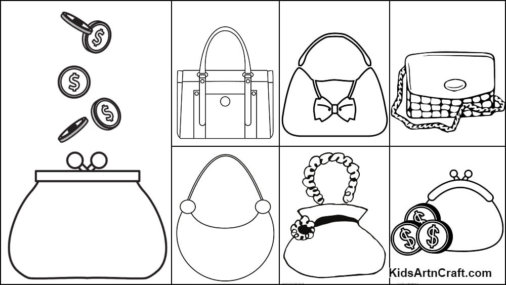 Purse coloring pages for kids â free printable