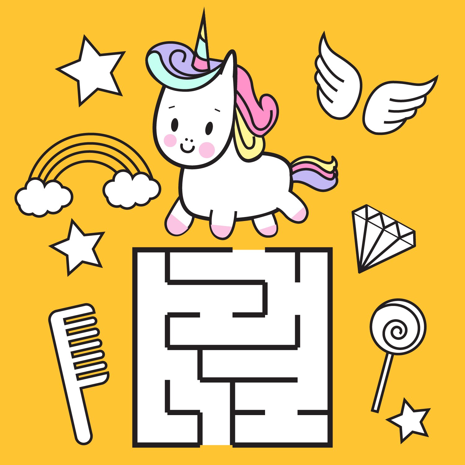 Unicorn mazes free puzzles coloring pages