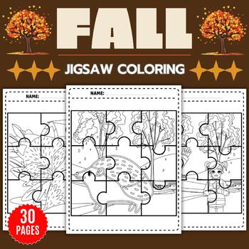 Printable fall jigsaw coloring puzzles