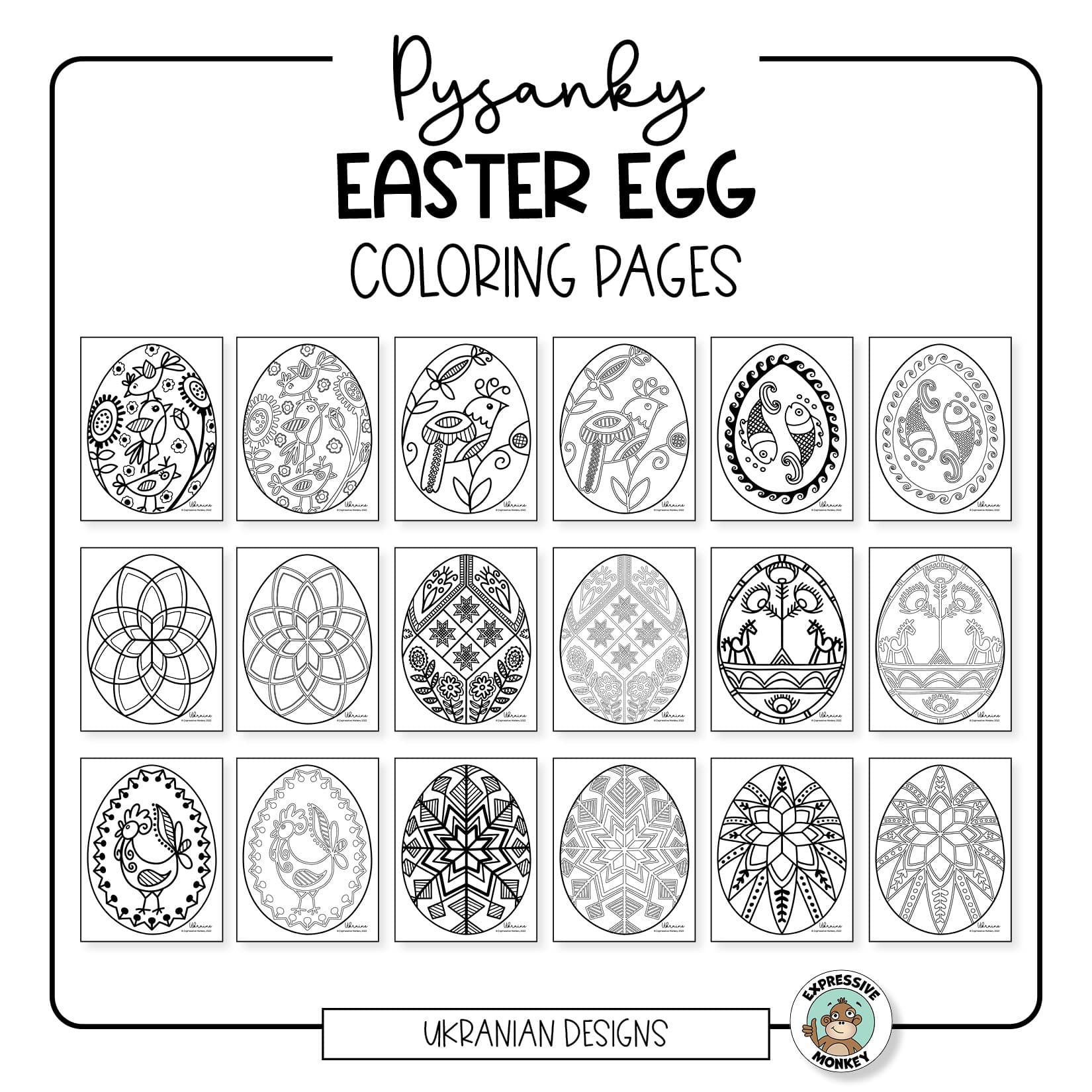Pysanky eggs coloring pages