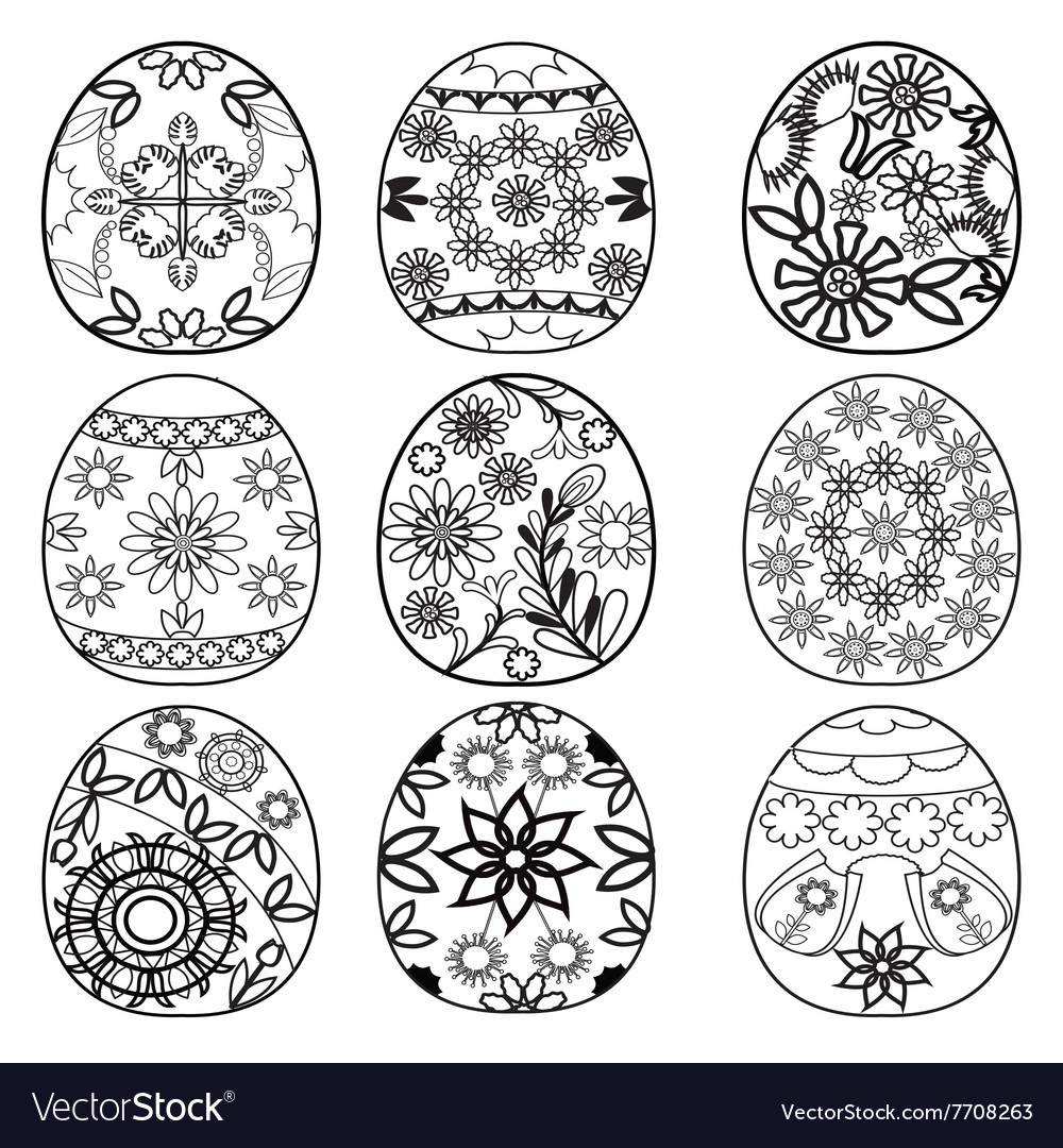 Easter eggs for coloring book royalty free vector image
