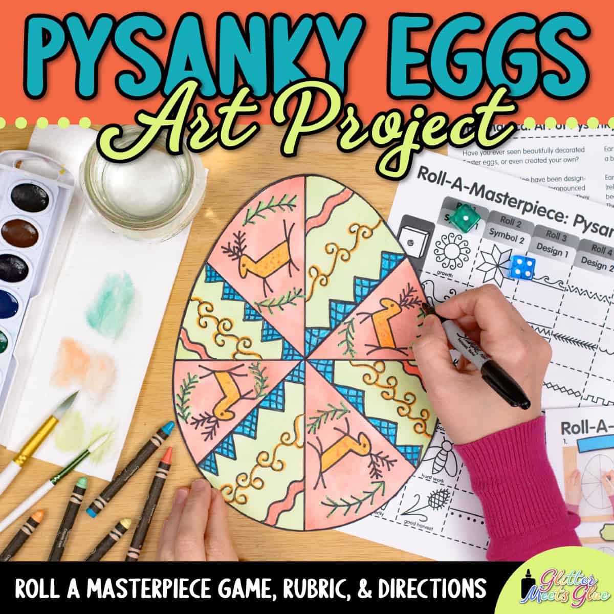 Pysanky eggs art game â easter folk art project art sub lessons