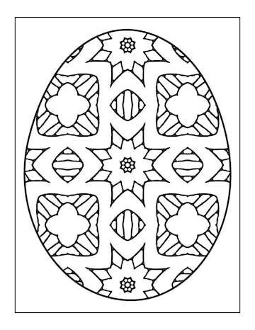 Premium vector intricate easter egg coloring page ester day egg mandala flower adult coloring book