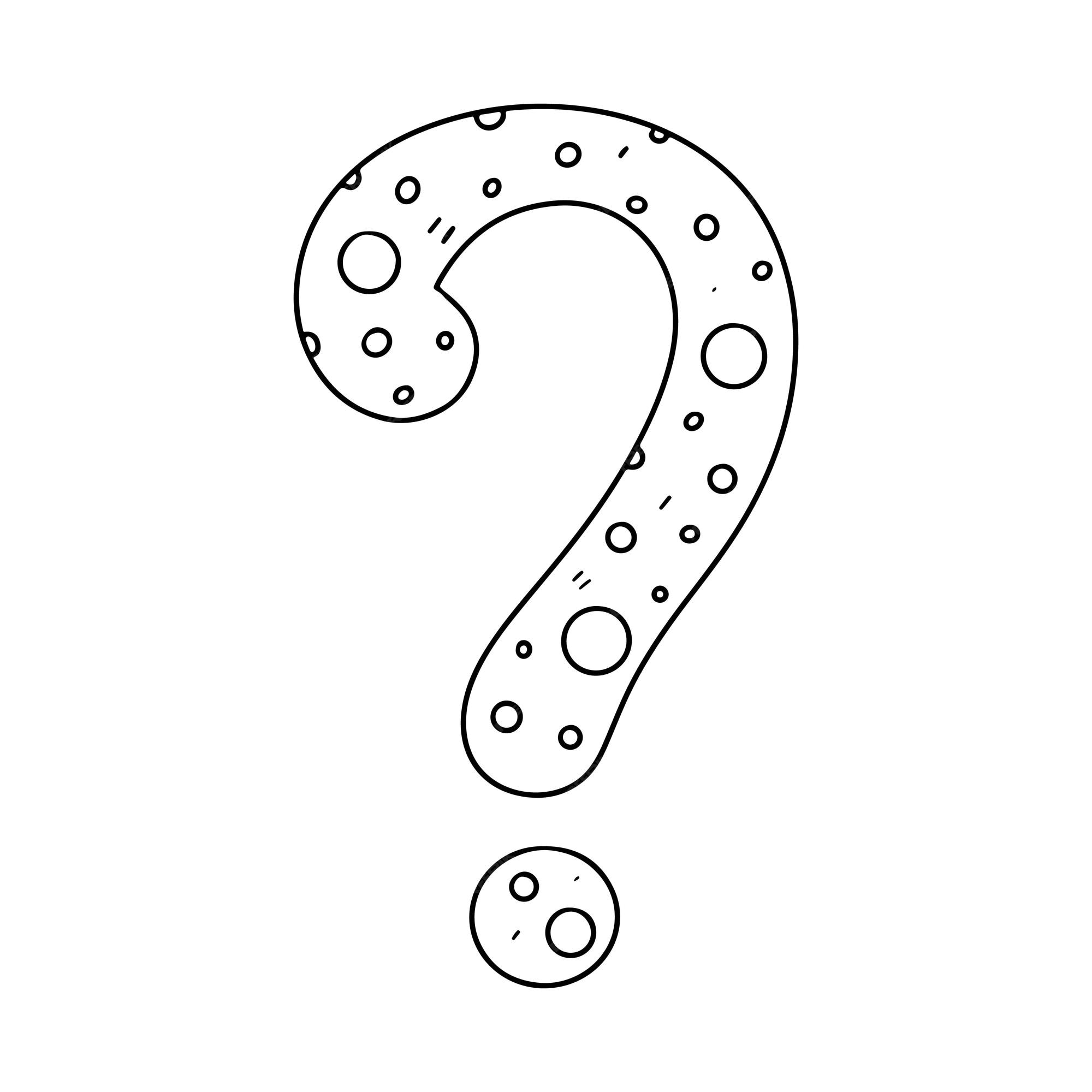 Premium vector question mark with polka dot print in hand drawn doodle style vector illustration isolated on white