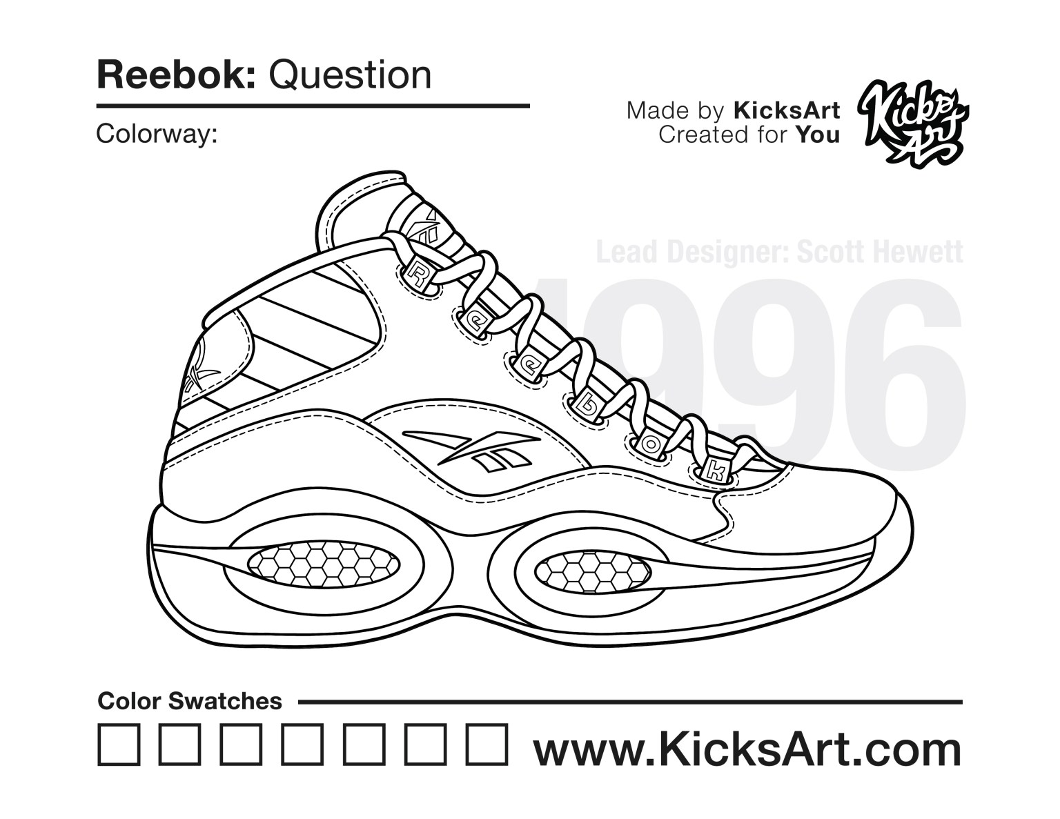 Reebok question sneaker coloring pages