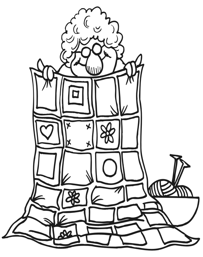 Quilt coloring page grandma coloring page