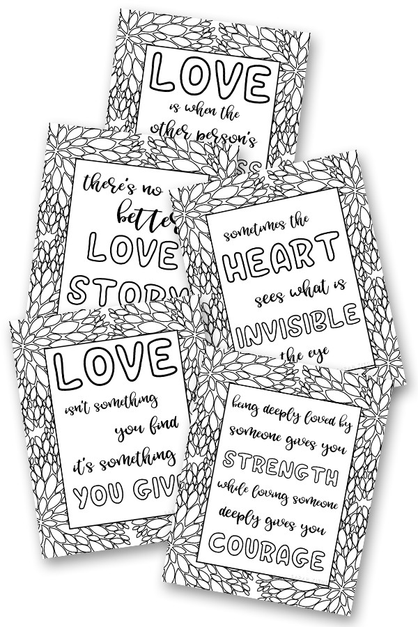 Free printable love quotes coloring sheets