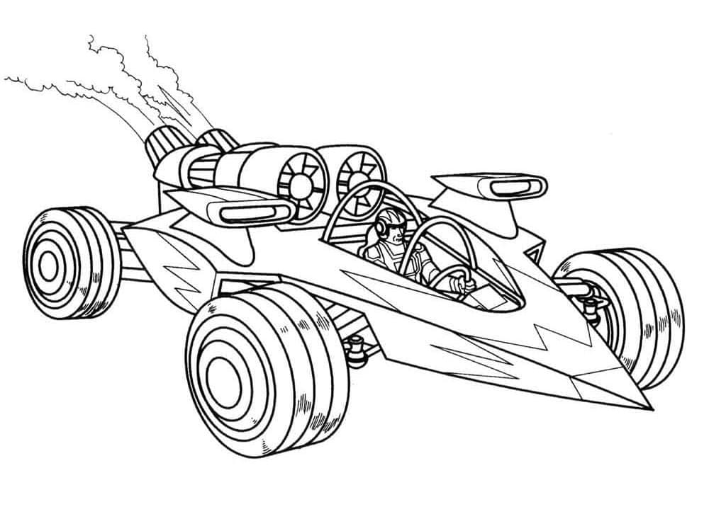 Racing jet car coloring page