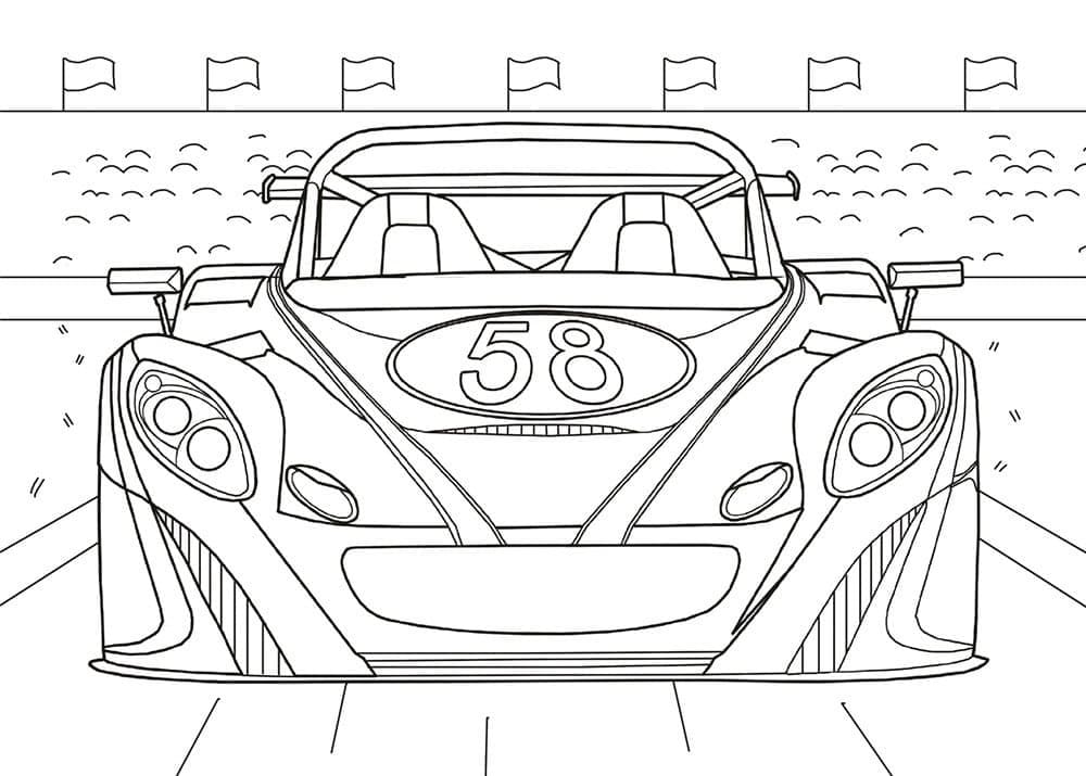 Printable racing car coloring page