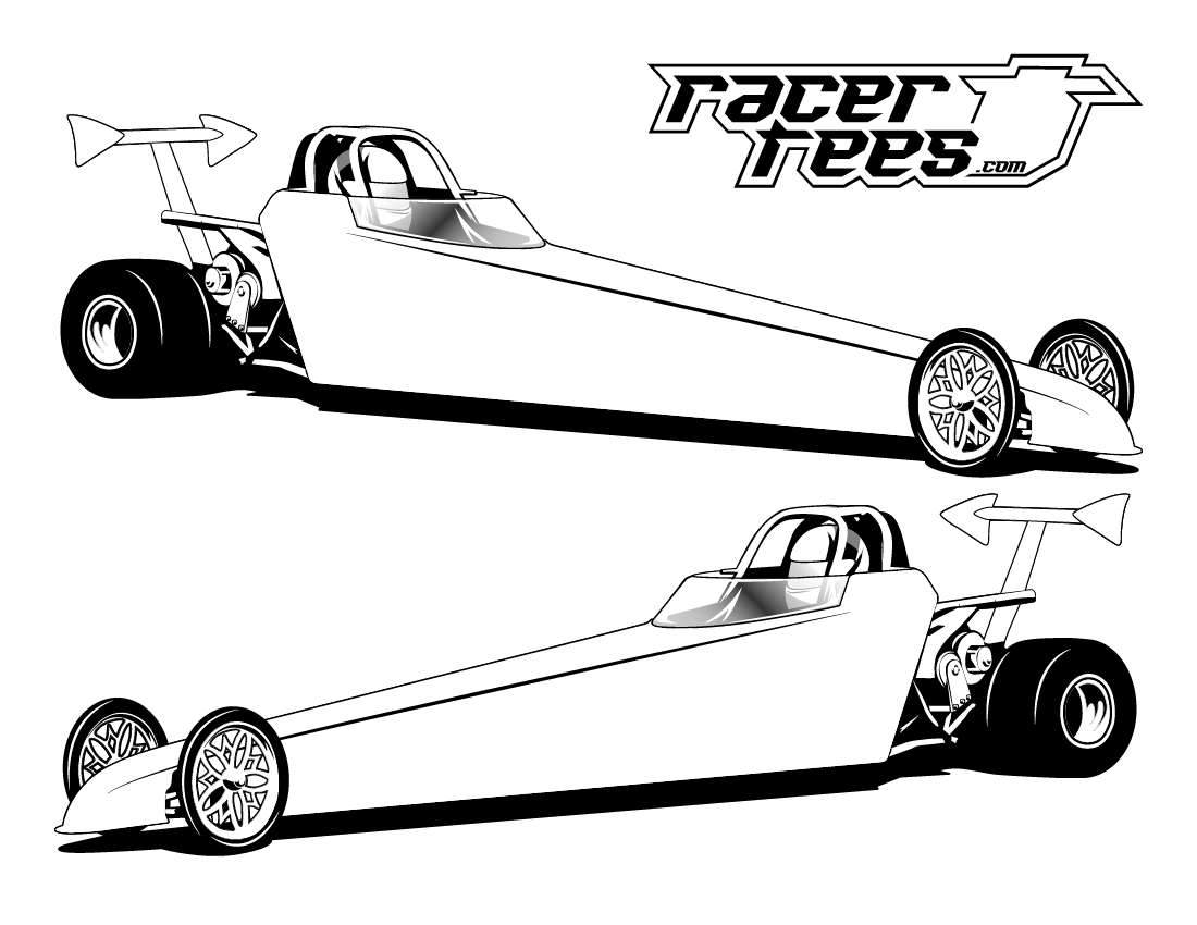 Free drag racing coloring book pages