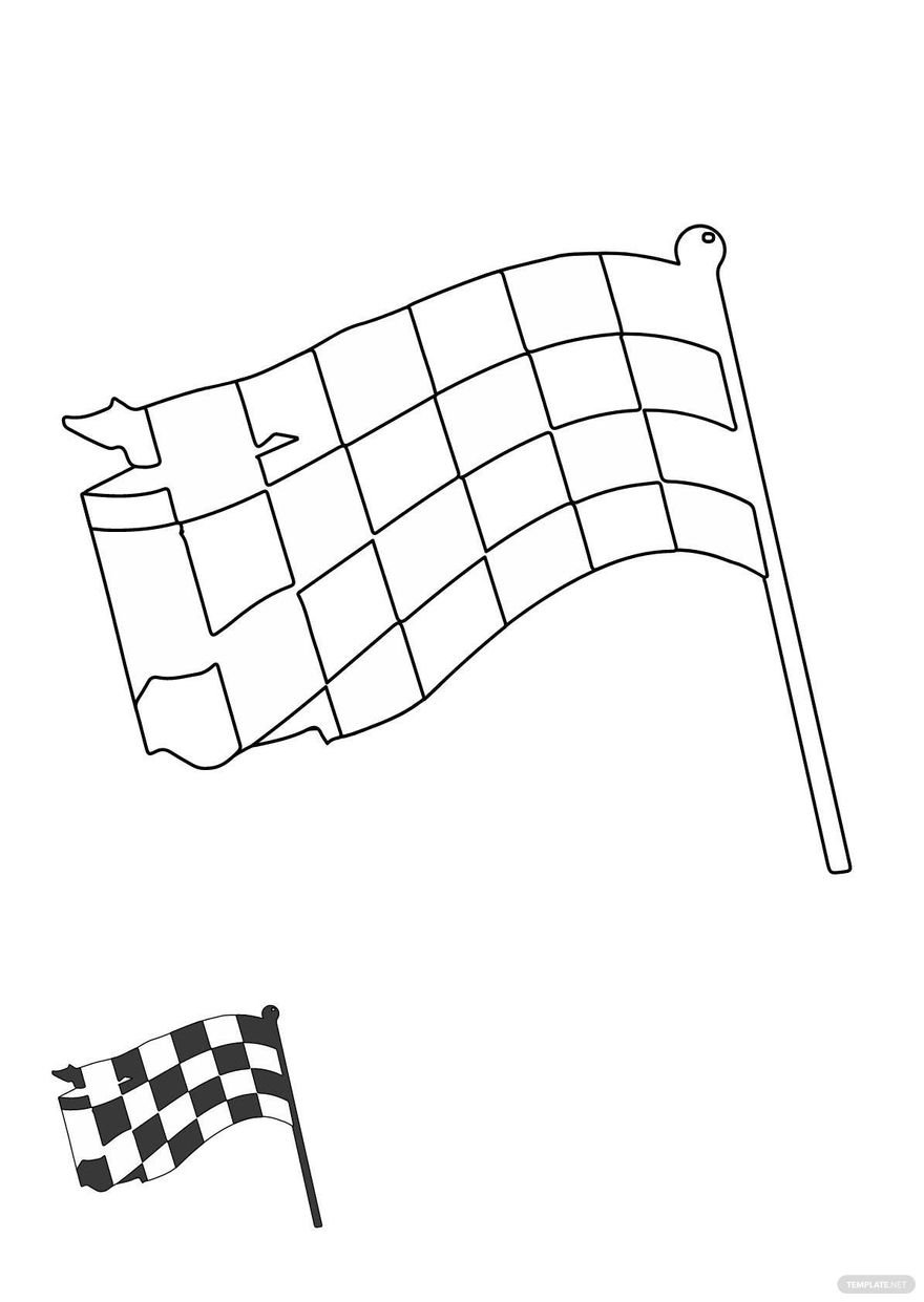 Free ripped checkered flag coloring page