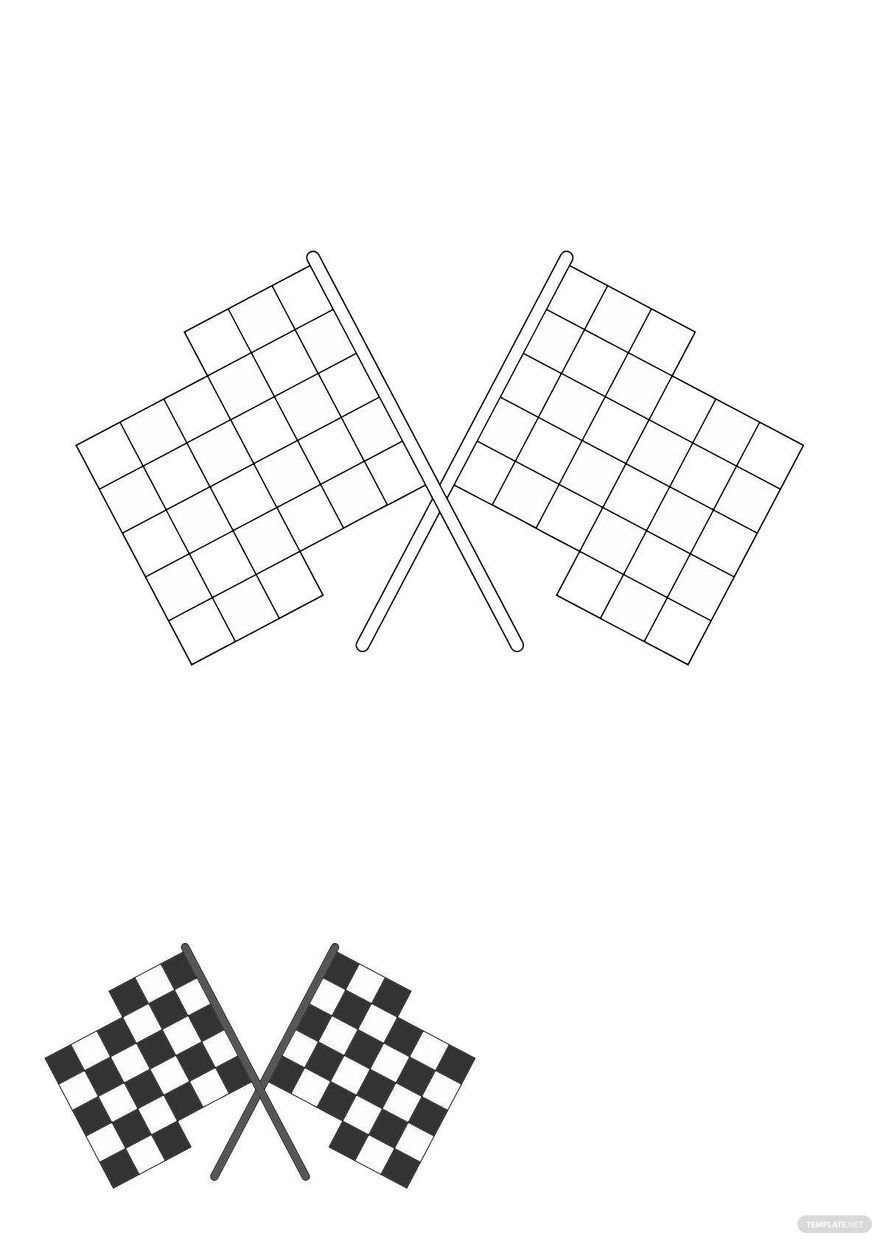 Free black and white checkered flag coloring page