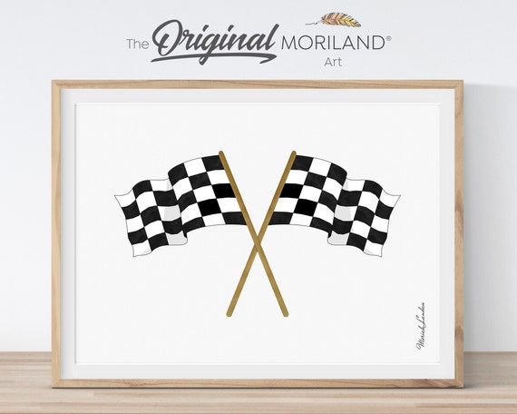 Racing flag printable start flags race flags checkered flag wall art finish flags boy bedroom art racecar wall decor moriland